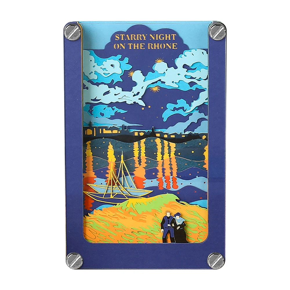 

Omoshiroi Block 3D Notepad Van Gogh Oil Painting Paper Art 3D Memo Pad Pen Holder 3D Craft Note Paper Office Accessories Gift