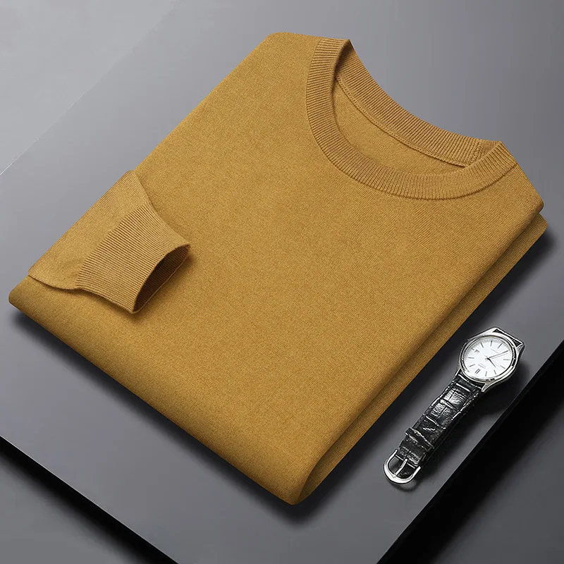 Men's Woolen Sweater New Autumn Crew Neck Thin Sweater Young and Middle-Aged Casual Bottoming Shirt Men's Top