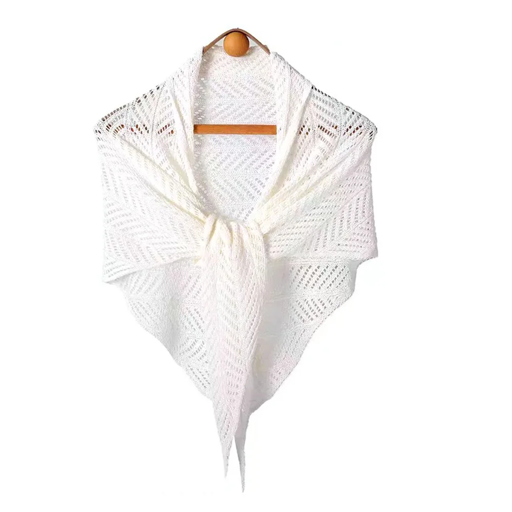 

Повседневная вязаная хлопковая шаль, однотонное солнцезащитное пончо, женский плащ с запахом, элегантный шарф с кисточками