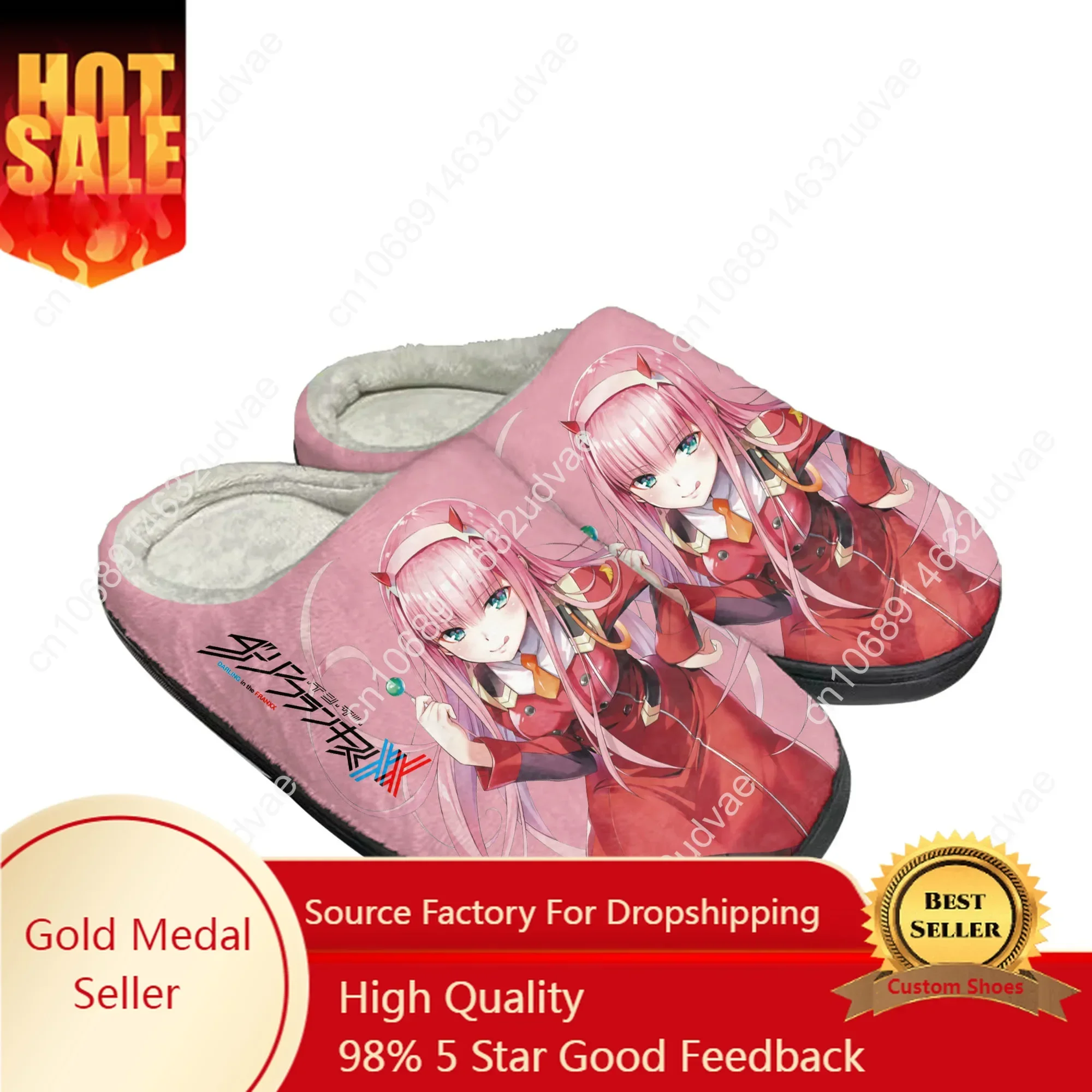 

DARLING In The FRANXX Home Cotton Custom Slippers Mens Womens Sandals Plush Bedroom Casual Keep Warm Shoes Thermal Slipper