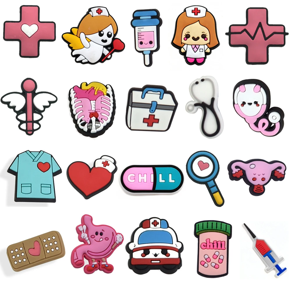 Hot Sales 1Pcs Doctor Nurse Shoe Charms Pin for Crocs Accessories Bubble Slides Sandals Decoration Kids Adult Party Gifts