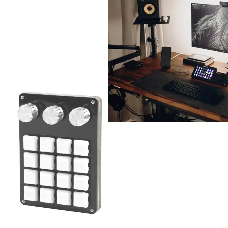 Teclado programable Y8AC 16 keys con función perilla programación macro macro portátil