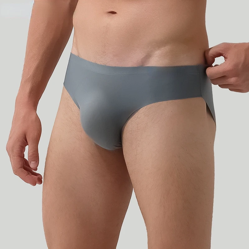 3 pçs/lote ultra-fino sexy men underwear sem costura briefs verão respirável de seda gelo secagem rápida translúcido cueca boxers