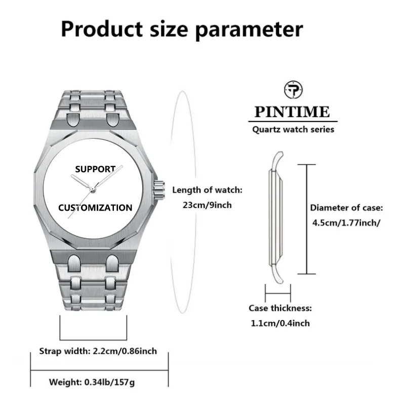 Luxury Custom Men's Quartz Watch Octagonal Silver Timepiece with Personalised Photo 30M Water Resistant Festive Gift for Him view 6
