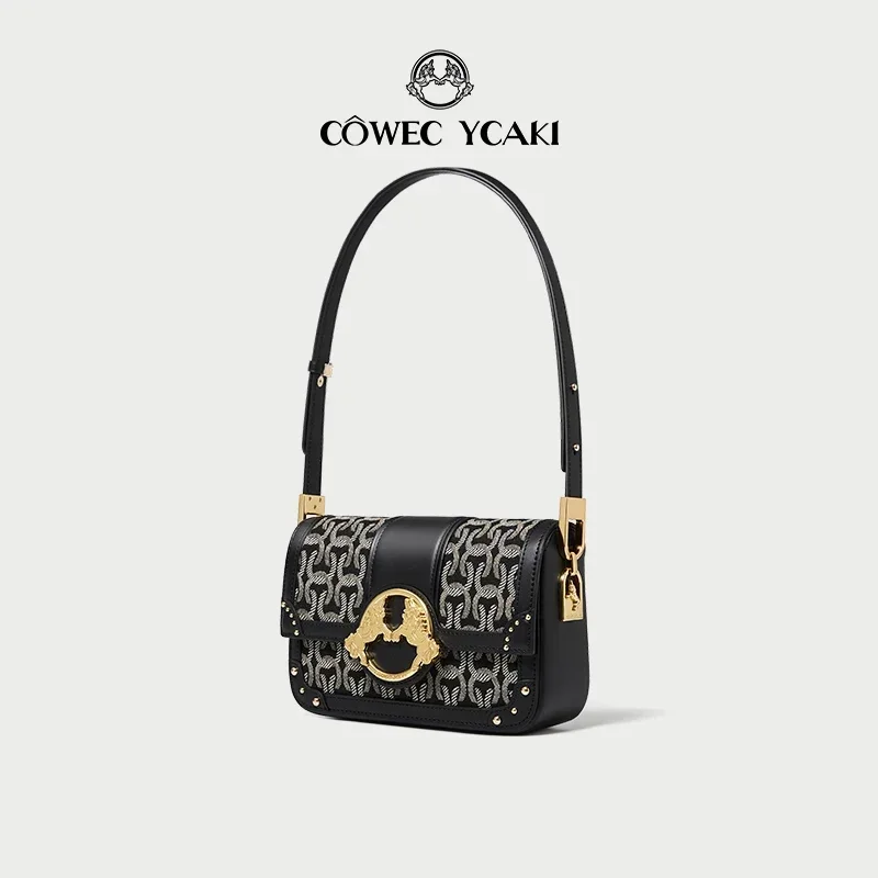 【 Official Authentic 】Original Cowec Ycaki luxury Jacquard small square bag female crossbody senior sense niche design small bag