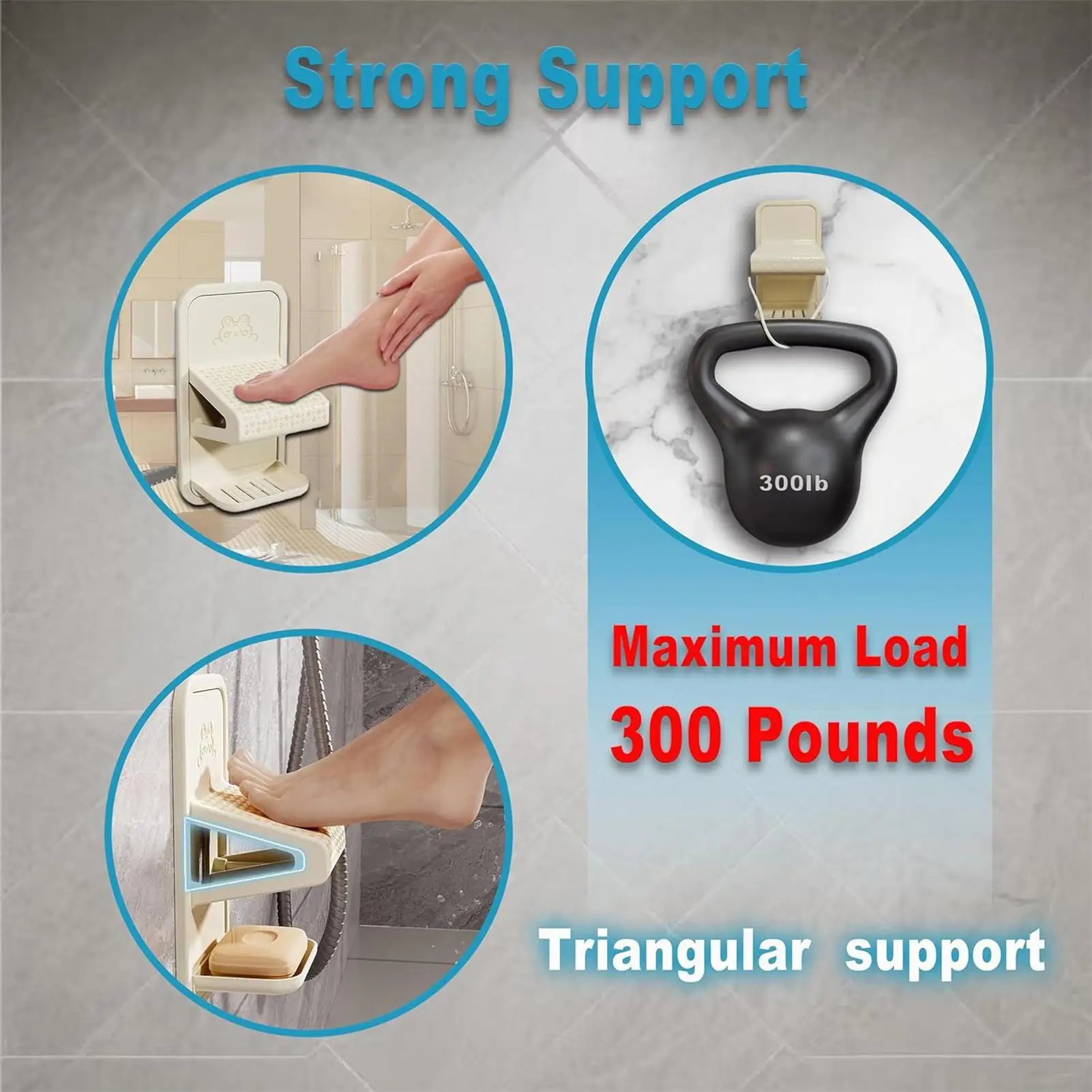 Shower Step For Shaving Shower Shaver Foot Rest Shaving Stool Wall Mount Step With Tray For Acrylic Glass Tile Marble Bathroom