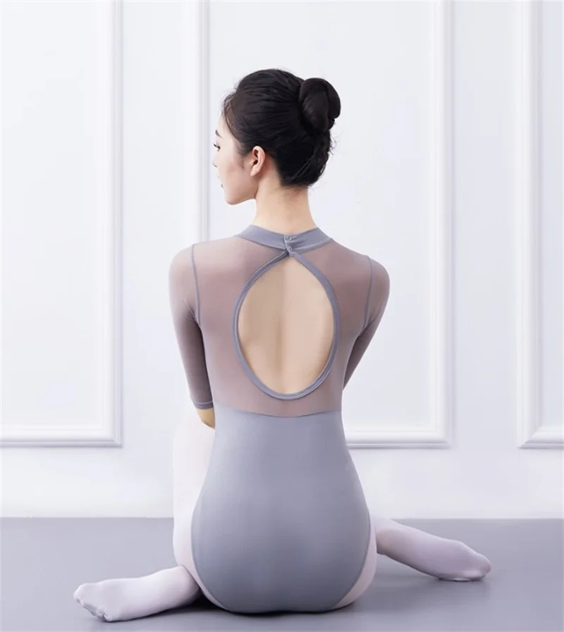 High Quality Women Adult Girls Sexy Breathable Yoga Latin Ballroom Practice Wear Leotards Mesh Ballet Dance Leotards