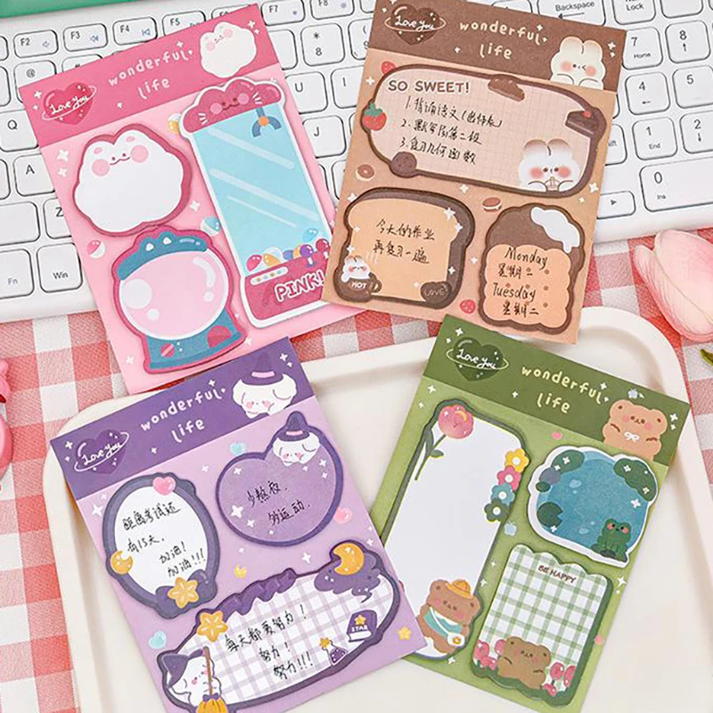 20 Sheets Sticky Notes Sticky Cute Cartoon Colorful  Posting Labels Stationery s School Office Supplies Cartoon Notepad