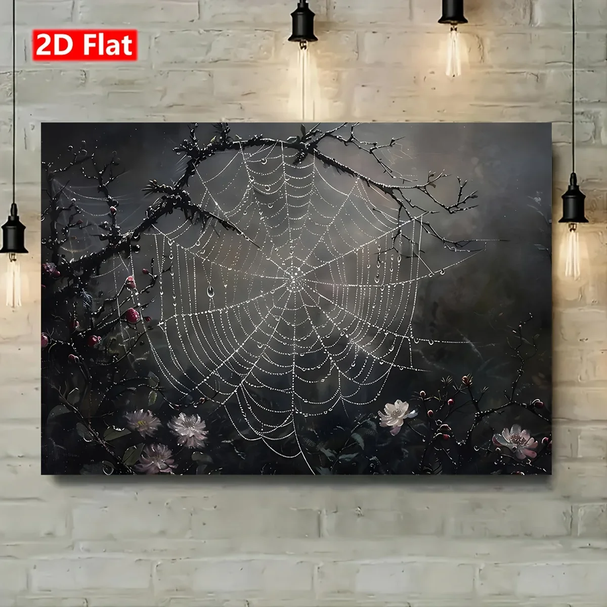 Frameless canvas paintings,Vintage Halloween Cobweb Adorned Canvas Poster - Unframed Gothic Dark Cottagecore Artworks Prints for