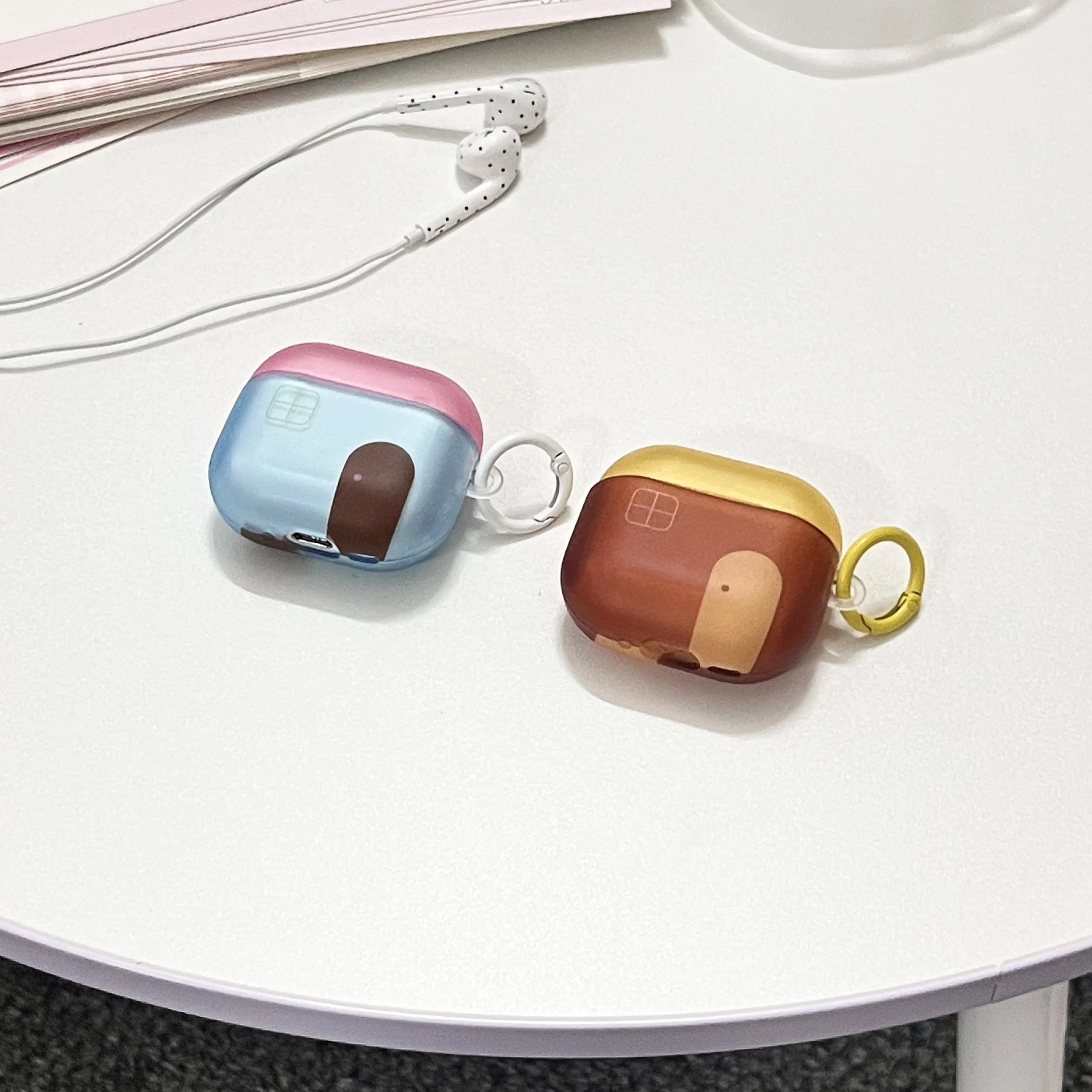 Classic Colorblock House Blue Brown Matte Surface Transparent Earphone Cover Case For AirPods 2 3 4 5 Pro Pro2 Pro3 with Lanyard