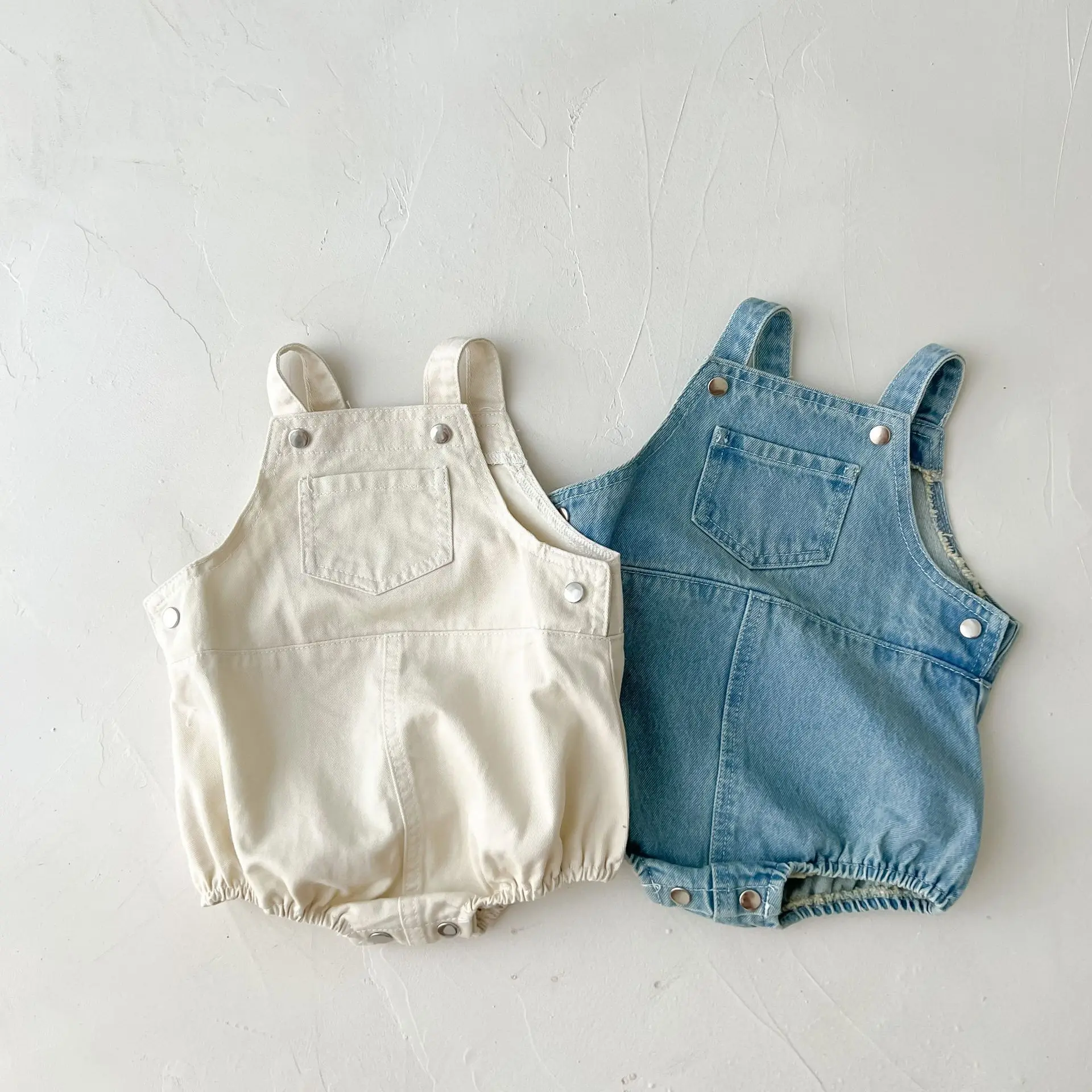 Spring And Autumn Newborn Infant Baby Boys And Girls Cowboy Sleeveless Rompers Kids Onepiece Fashion Baby Clothing