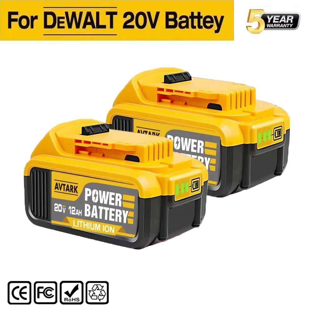 

New 100% Original 12000mAh 20V for Dewalt Power Tool Battery DCB206 20V 12.0Ah Battery DCB206 20V Battery DCB205 DCB204-2