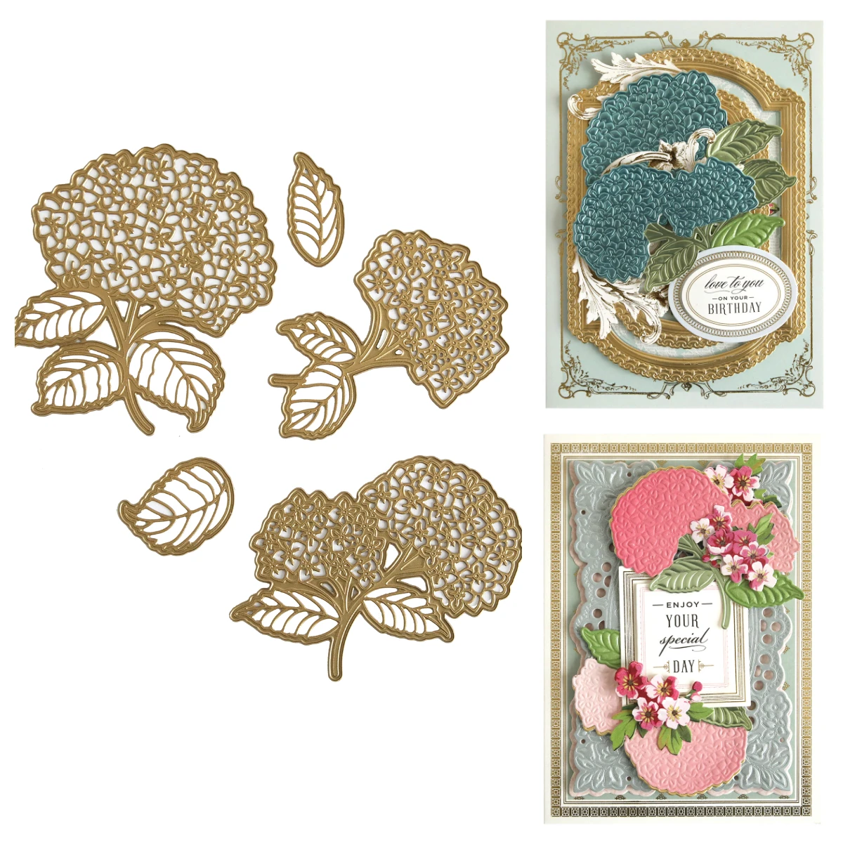 

April 2026 New Hydrangea 3D Geometric Floral 3D 12" Border Metal Cutting Dies for DIY Handmade Scrapbook Photo Album Diary Gift