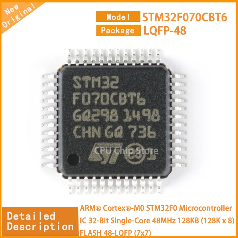 5Pcs/Lot New Original  STM32F070CBT6  STM32F070  Microcontroller IC 32-Bit Single-Core 48MHz 128KB (128K x 8) FLASH 48-LQFP