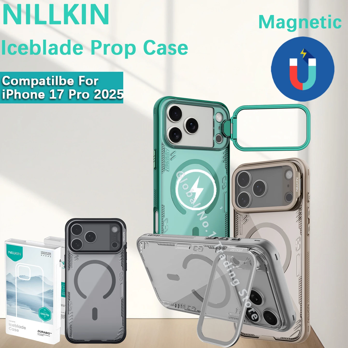 

Nillkin For iPhone 17 Pro Iceblade Prop Magnetic TPU border PC back cover lens cover bracket phone case protective cover