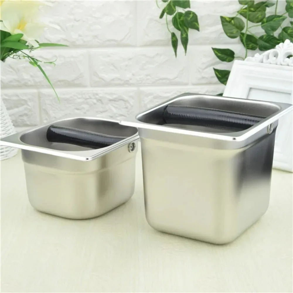 Coffee Knock Box Stainless Steel Coffee Grounds Bucket Espresso Grounds Container Espresso Dump Bin Barista Coffee Accessories