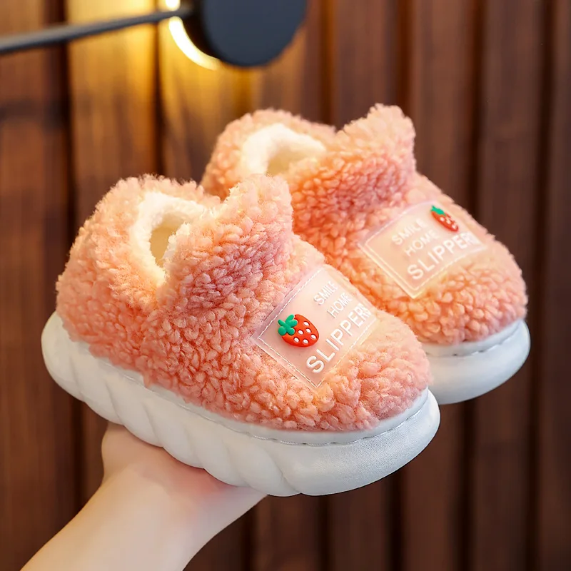 New Style Children Home Shoes Cashmere Cotton Slippers Kids Warm Shoes Boys Girls Slippers Indoor Home Winter Baby Kids Shoes