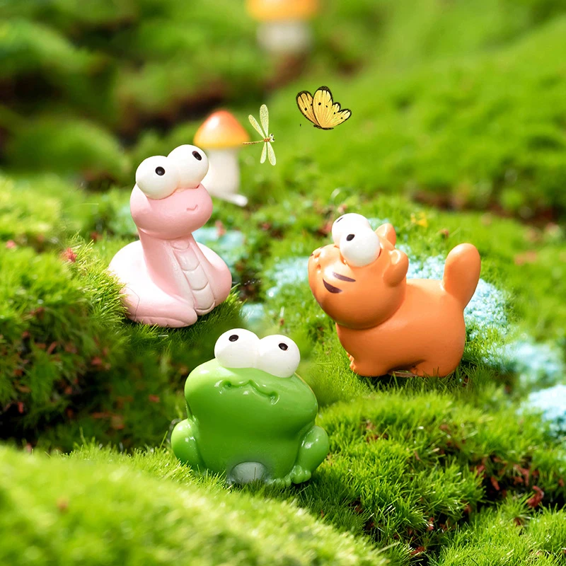 Cartoon Animal Frog Snake Tiger Ornament Micro Landscape Resin Home Decoration Ornaments Dollhouse Cute Gardening Accessories