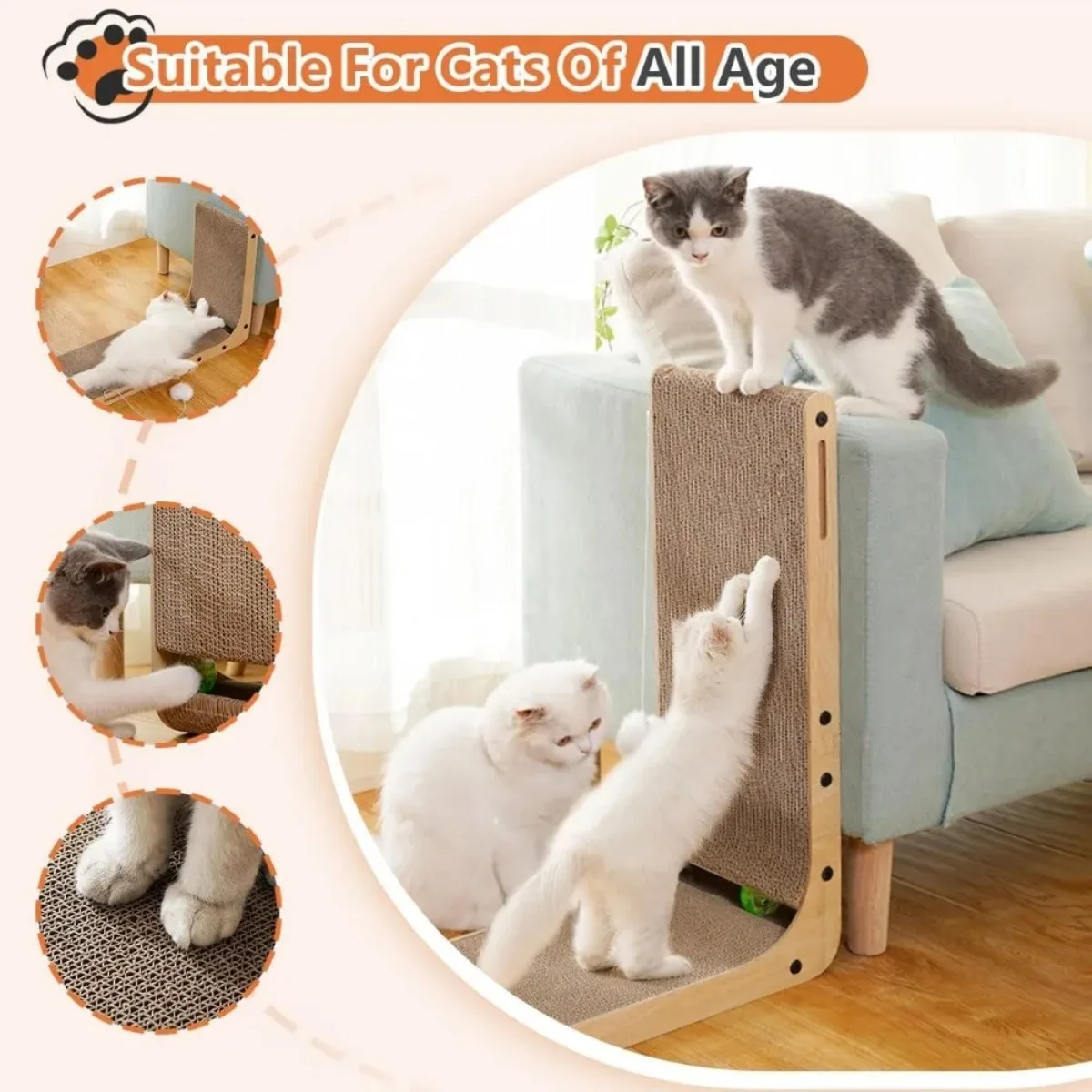 

Cat Scratcher Board L-shaped Cat Cardboard L-type Vertical Cats Scratching Board Wear-resistant and Scratch-resistant Cats Toy