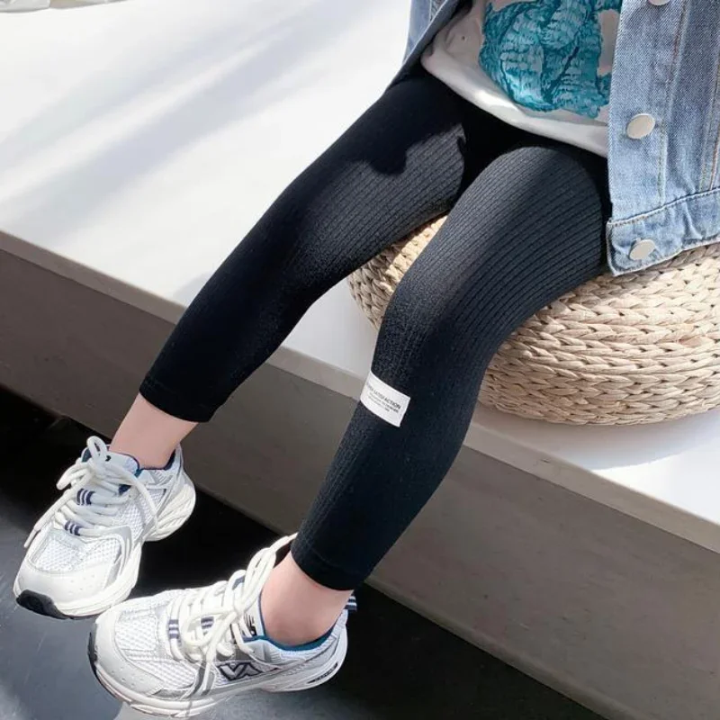 Leggings a coste per bambini autunnali per ragazze pantaloni collant sottili solidi 1 + y abbigliamento per bambini piccoli pantaloni sportivi