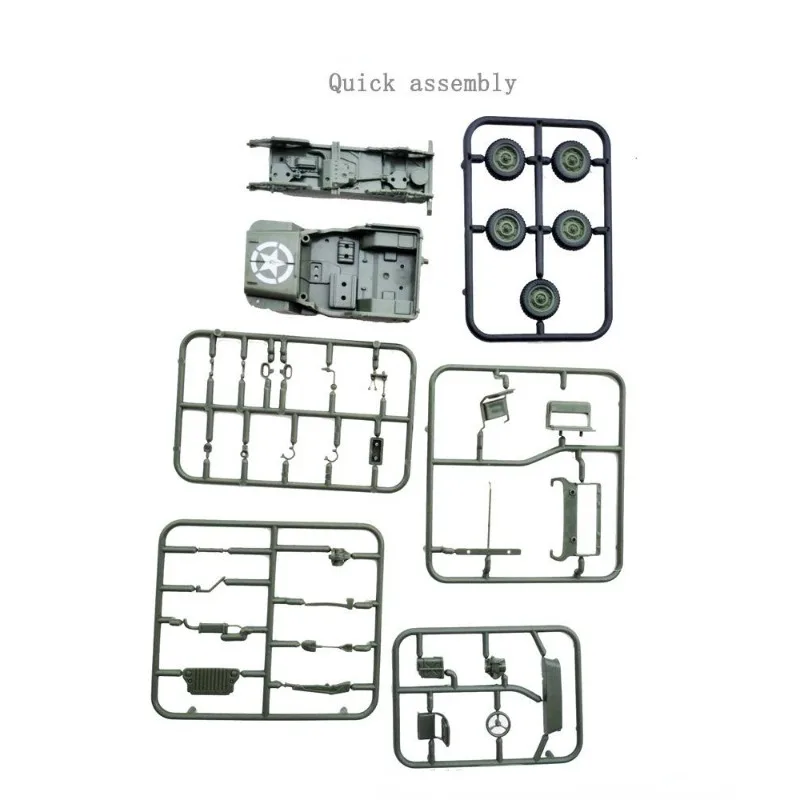 4D Assembled 1/48 Willis Jeep SUV Military Fighting Vehicle Toy Gift Assembly Military Toy