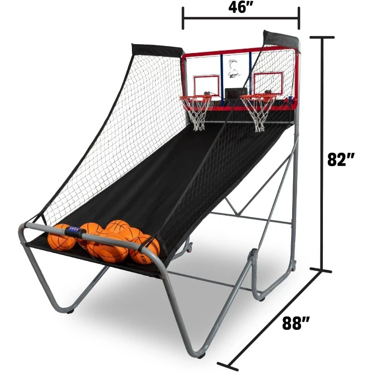 Indoor/Outdoor Dual Shot | Arcade Basketball Fun, Inside or Out | Sensor Scoring 16 Game Modes 7 Balls Foldable Storage