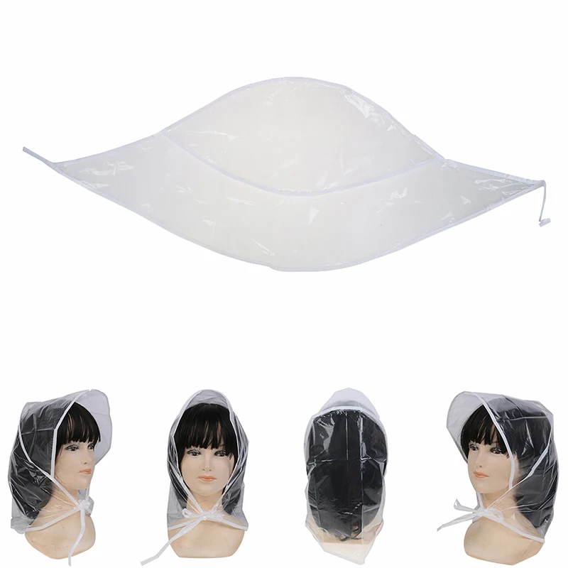 1x Simple Transparent Rainproof Sunscreen Hat Women Foldable Fashion Raincap Hairstyle Protector Cap Plastic Bonnet Rain Gear