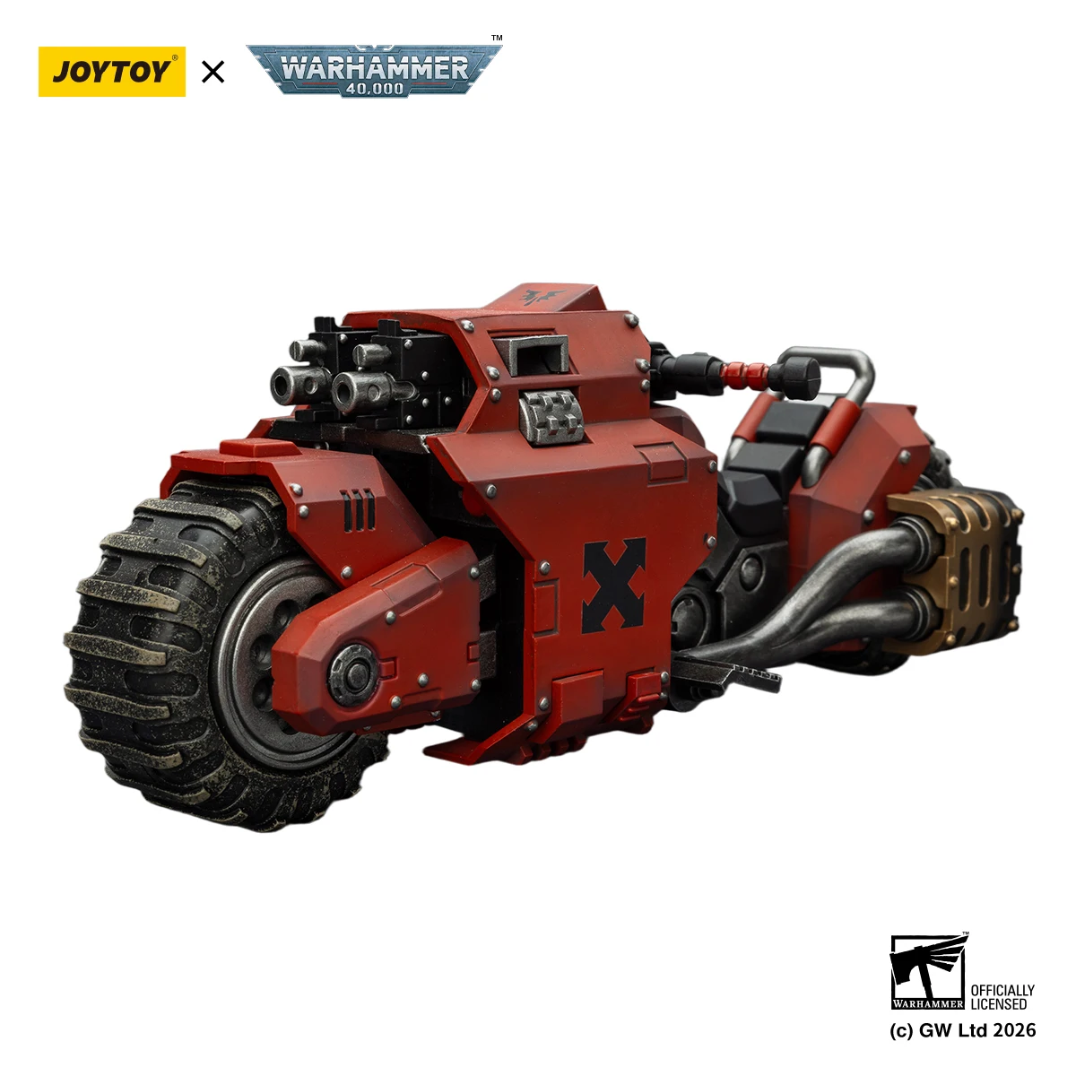 JOYTOY Warhammer 40K 1/18 Action Figure Blood Angels Raider-pattern Combat Bike with twin-linked bolt rifles Model