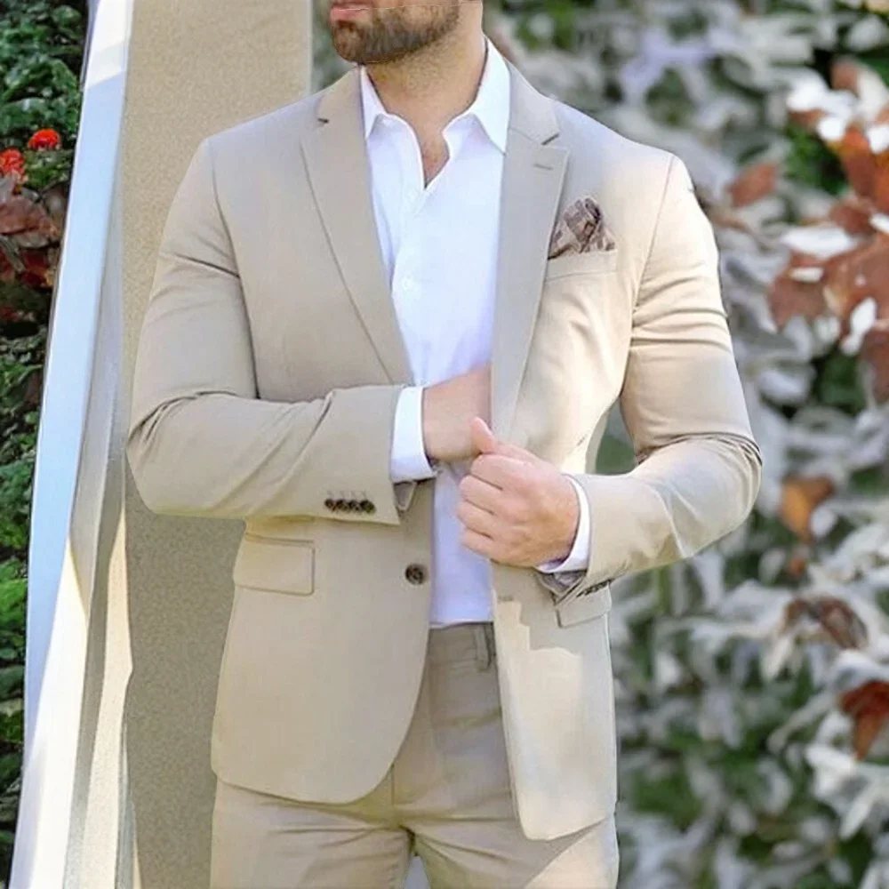 

Italian Style Slim Fit Men's Suits For Wedding Business 2-Piece Male Fashion Suit Set Casual Party Groom Tuxedos 2024