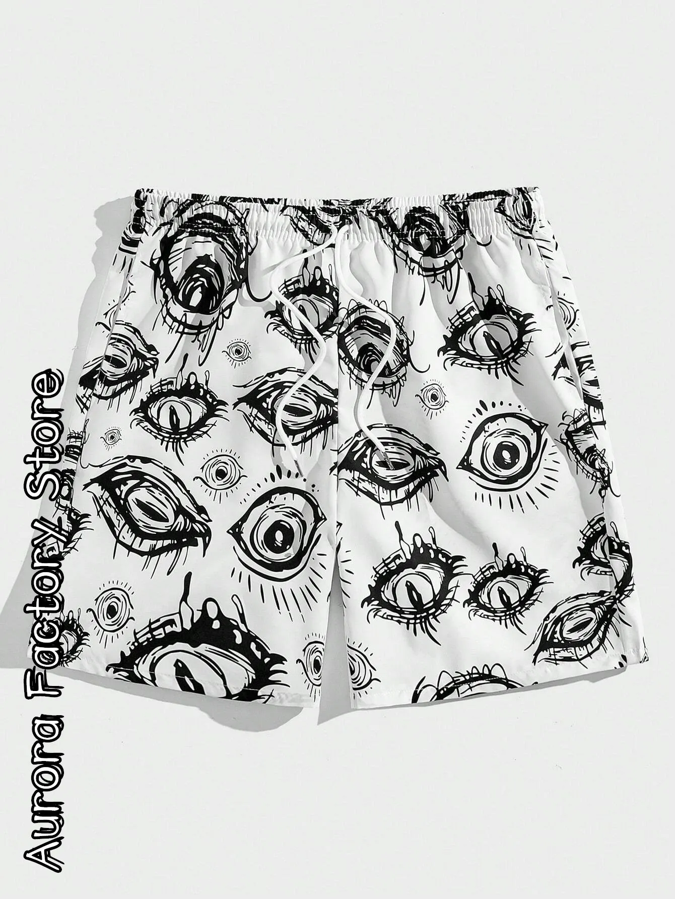 Summer Men Fashion Shorts Vintage Eyes Printing Clothing Boys Kids Casual Hawaii Vacation Shorts Male Drawstring Beach Shorts