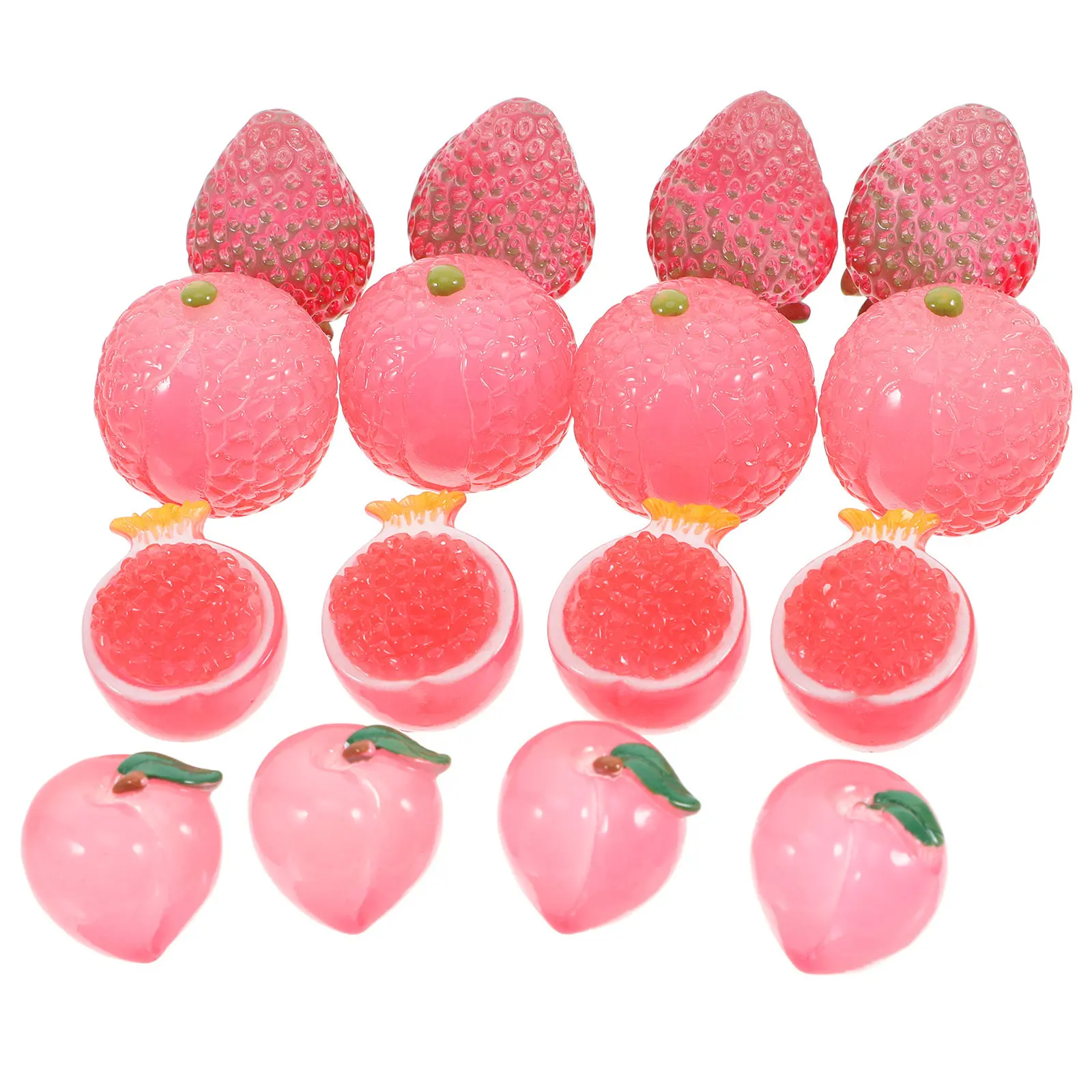 

16pcs Miniature Luminous Resin Fruits Night Glow Fake Fruit Decor For Diy Crafts Layout Scene Food Photography Props