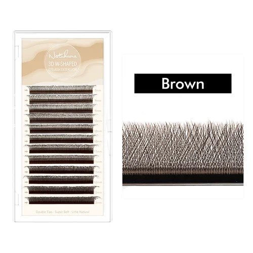 Imagen 2 del producto Pestañas individuales NATUHANA 3D en forma de W, extensiones de pestañas negras estilo W, pestañas marrones suaves en forma de W para herramienta de maquillaje