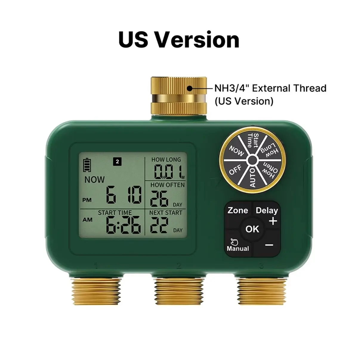 618 Mega Sale 3-Outlet Automatic Water Timer Brass Inlet Outlet Rotary Knob Button Control LCD Display Screen IP55 Child Lock