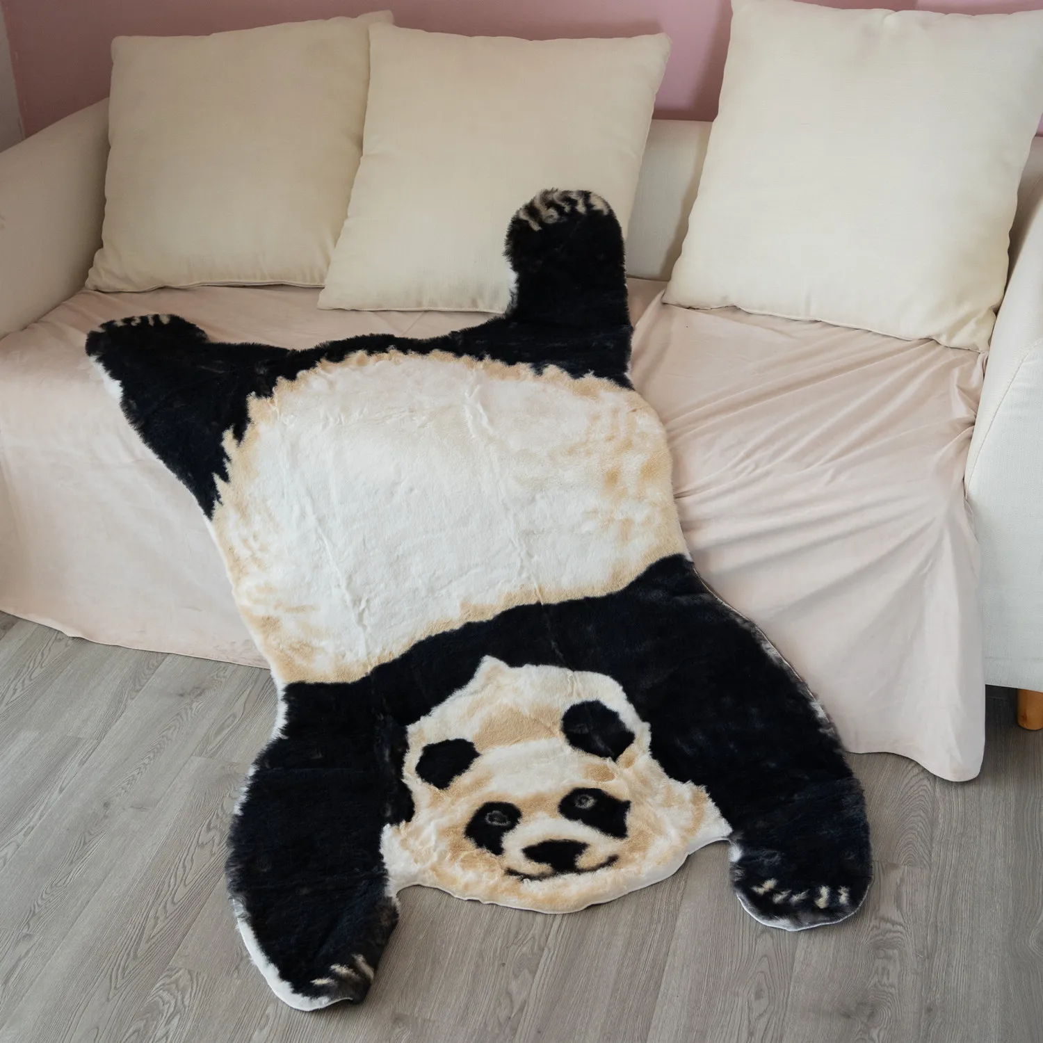 Fur Panda Koala Animal Shape Carpet Mat Mattress Living Room Bedroom Sofa Mat Artificial Fluffy Carpet Floor Covering