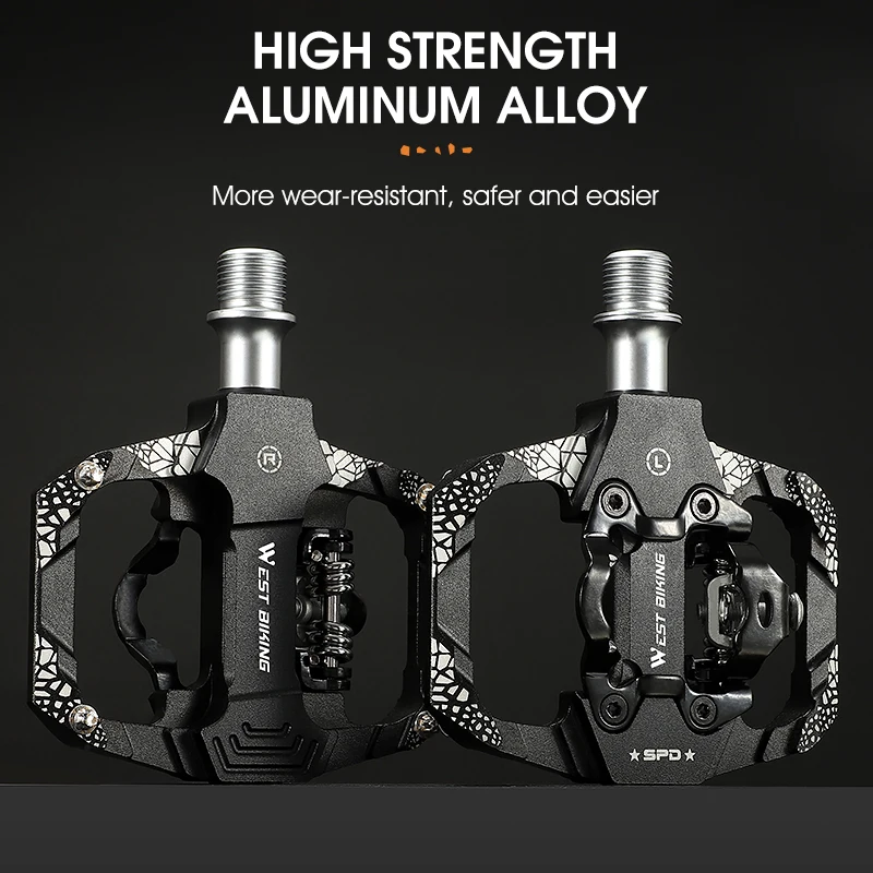 

2 in 1 Bike Lock Pedals with SPD Cleats MTB Road Anti Slip Flat To Clipless Pedals Dual Bearing Cycling Accessories Mtb Pedals