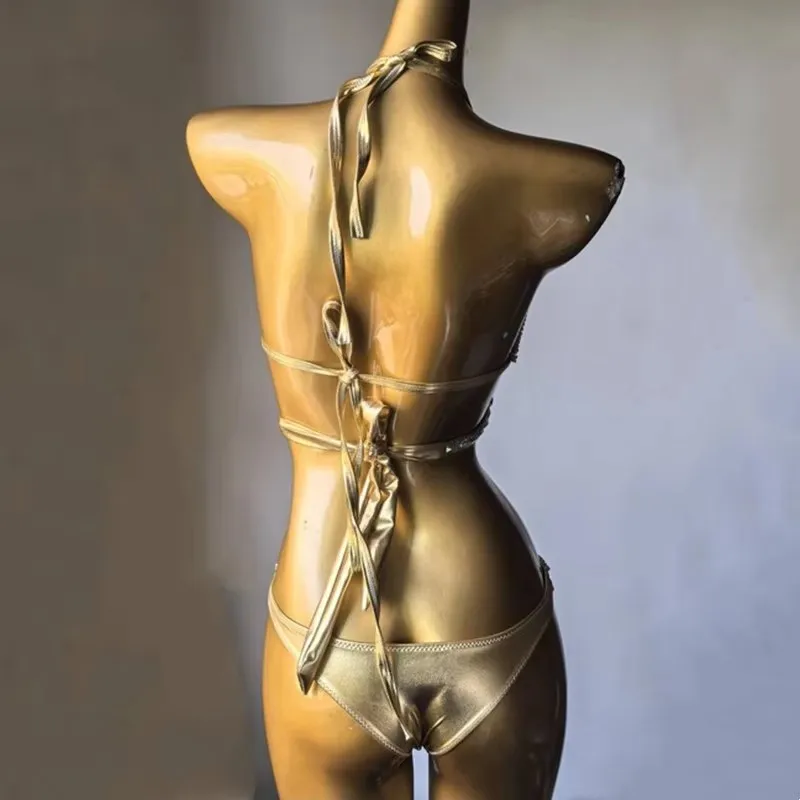 ملابس سباحة فاخرة مصنوعة يدويًا من أحجار الراين الماسية من قطعة واحدة لمهرجان الهذيان الكرنفالي وحفلات بيكيني كريستالية لامعة