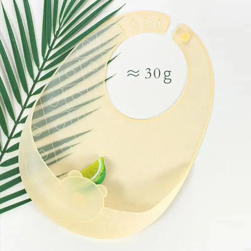 63HE Silicone Bibs with Integrated Molding 3D Leak-Proof Grooves Toddler Feeding Bib Saliva Towel Adjustable Easy to Clean