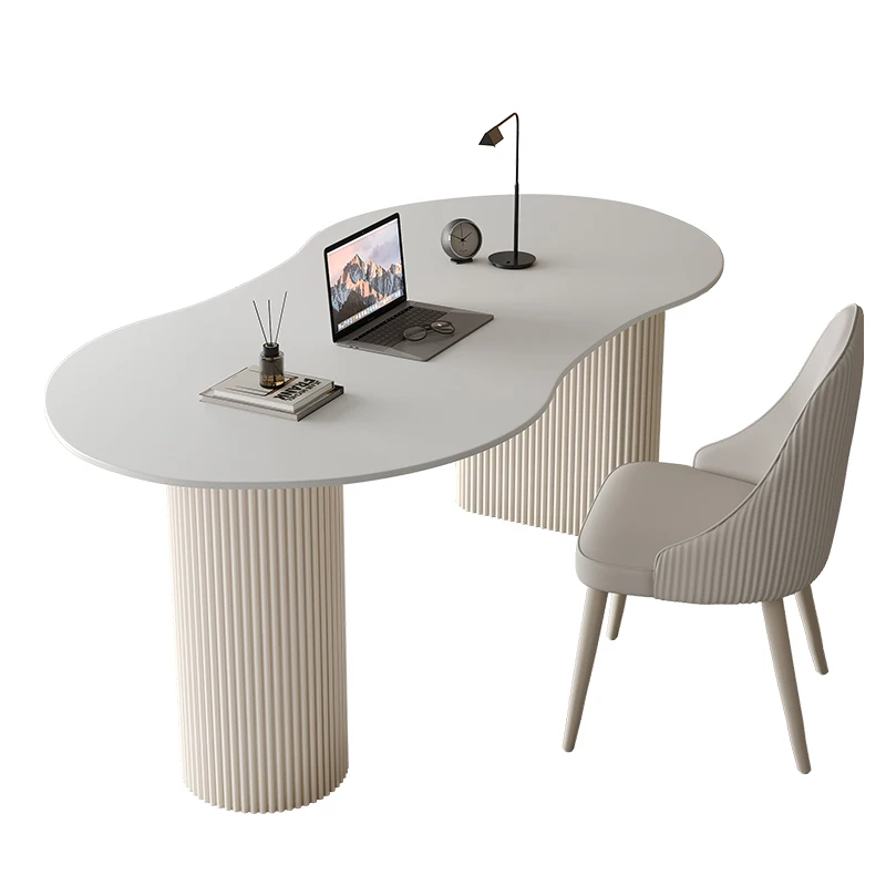 Modern luxury wood sintered stone desk, suitable for offices, living rooms, family studies, or bedrooms