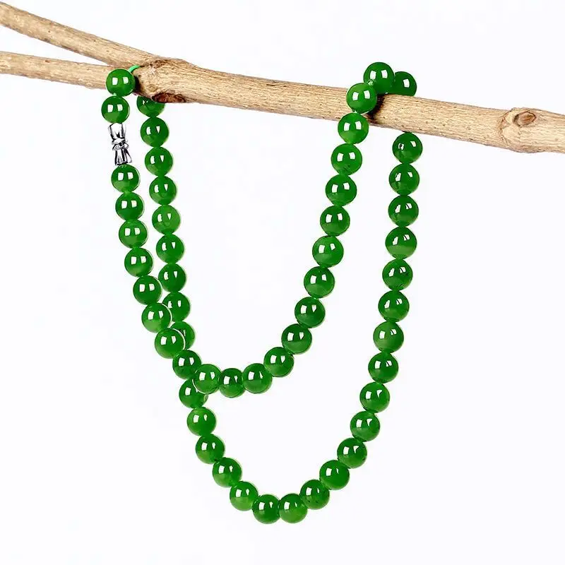 

Natural Green Real Jade Beaded Necklace Designer Beads Luxury Talismans Gemstone Charm Fashion Carved Jewelry Gifts for Women
