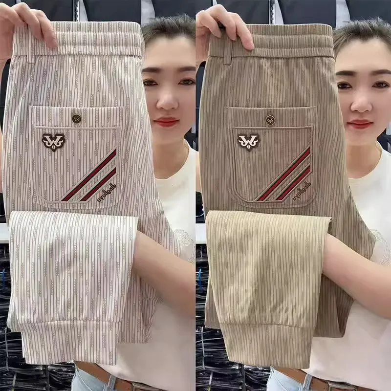 

Новинка 2025, мужские тонкие немагнитные повседневные брюки из ледяного шелка, свободный крой, весенне-осенняя одежда, дышащие брюки из полиэфирного волокна