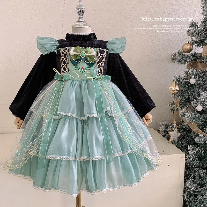 

Girls' Winter High-End Princess Dress Mesh Princess Dress