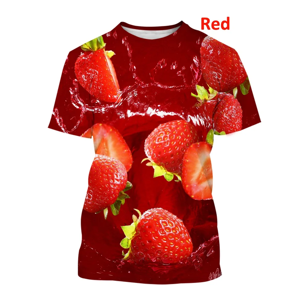 Summer fashion Fruit Strawberry 3D T Shirt Fun Realistic Food Strawberry printed tshirt Men Harajuku Round Neck Short Sleeve Top image 5