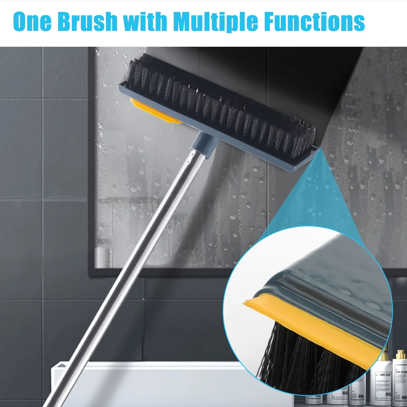 1pc Bathroom Floor Brush, Long Handle Cleaning Brush, No Dead Corner, Hard Bristles, Essential Cleaning Supplies & Tool