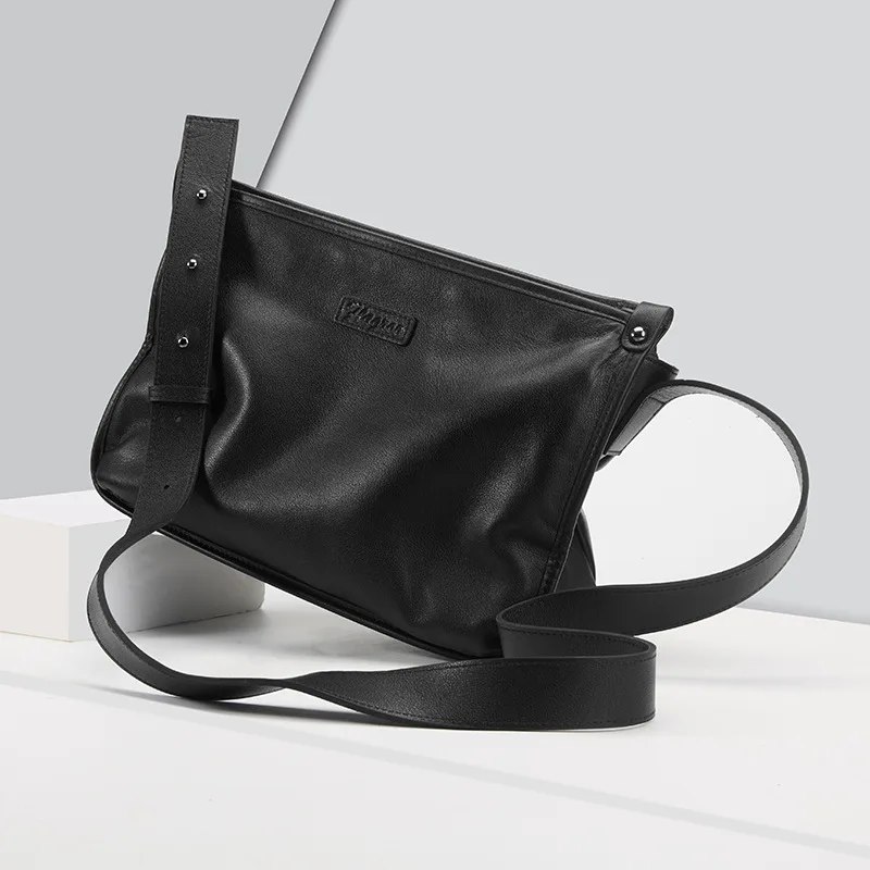 Business casual shoulder bag, genuine leather, top-grain cowhide, new men's style, large capacity, stylish and sophisticated pil