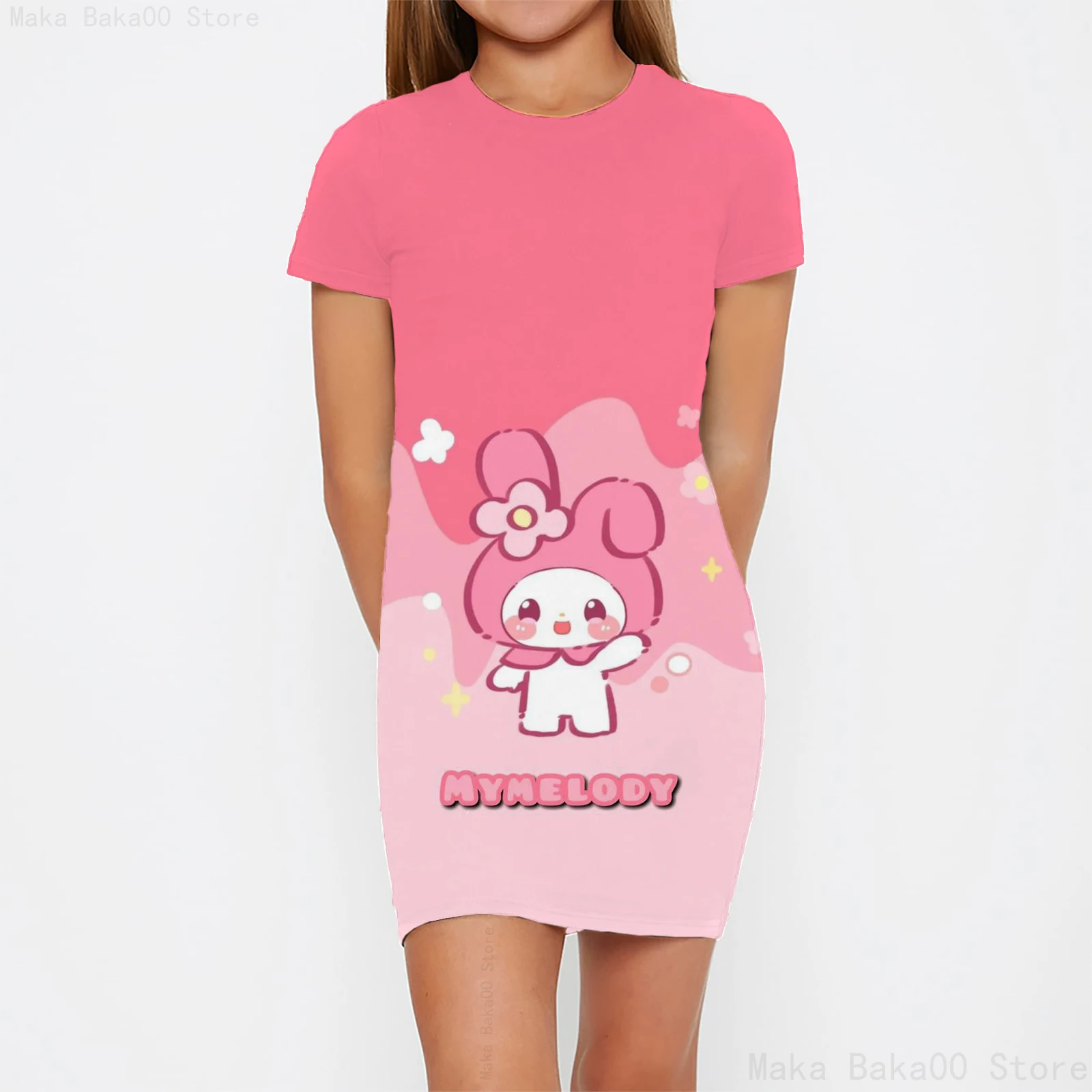 Sanrio mymelody Melody print sweet cute cartoon girls' casual home clothes can be worn outside children's fun dress