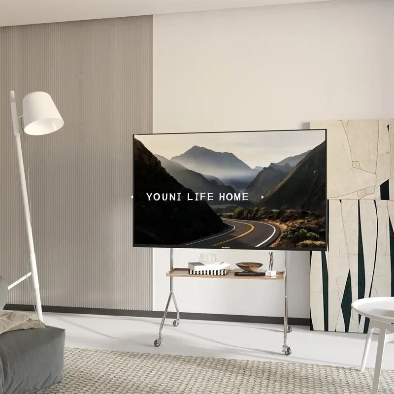 

Universal TV Bracket Movable All-in-One Machine Floor White Monitor Rack Trolley with Wheels TV Rack
