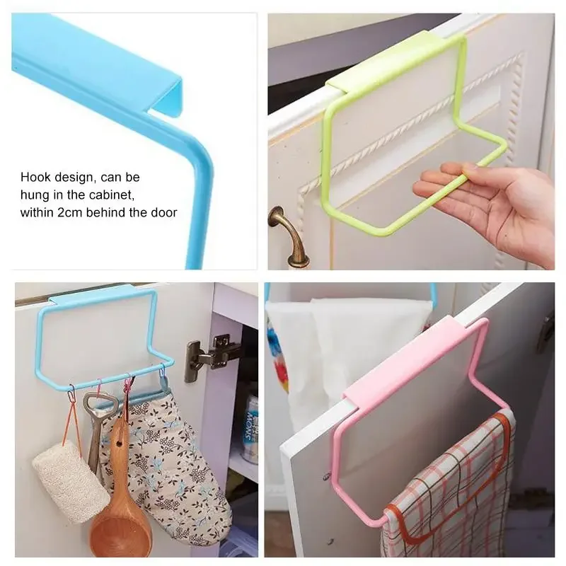 1Pcs Plastic Hanging Holder Multifunction Towel Rack Cupboard Cabinet Door Back Bathroom Storage Organizer Shelves Accessories