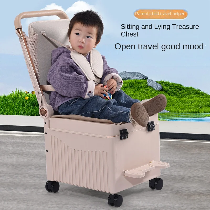 

Children's Suitcase with Retractable Handle Sit-and-Lie Baby Travel Case 20-inch Carry-On Luggage Foldable Travel Suitcase