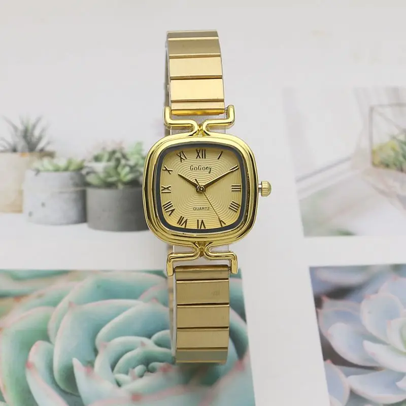 Luxury Women Watch with Roman Numeral Rose Gold Quartz Watches Ladies Square Niche Clock Female Vintage Simple Reloj Wristwatch