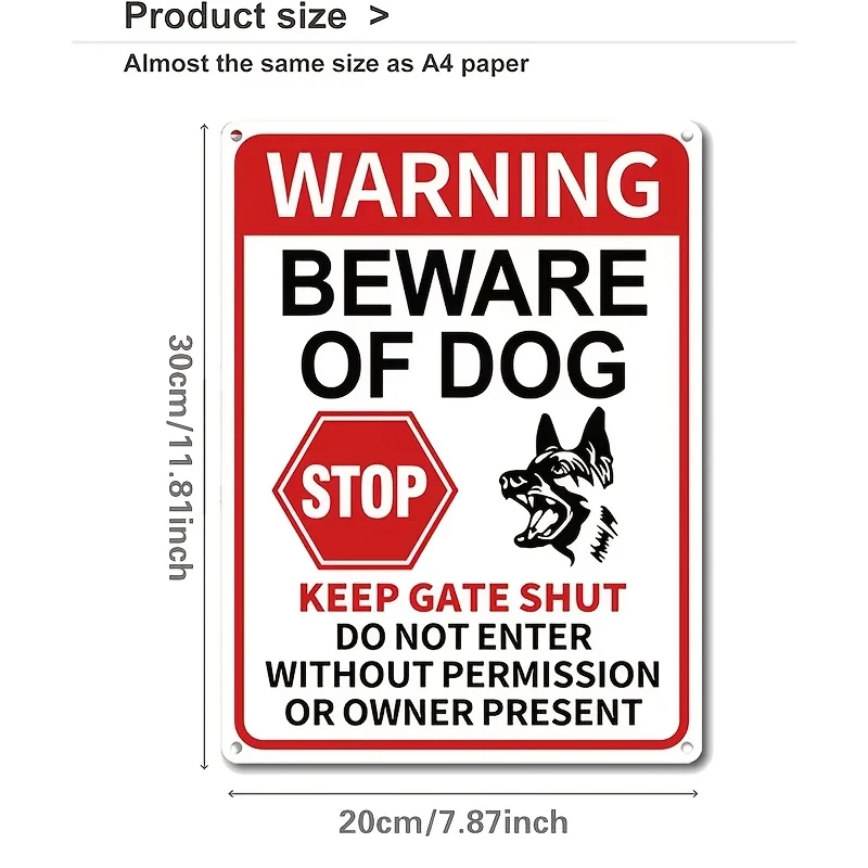 [2D Flat] Beware of Dogs. Fence Sign, No Entry Sign. Keep The Door Closed. Stop, Danger Warning. Garden Courtyard Wall Decoratio